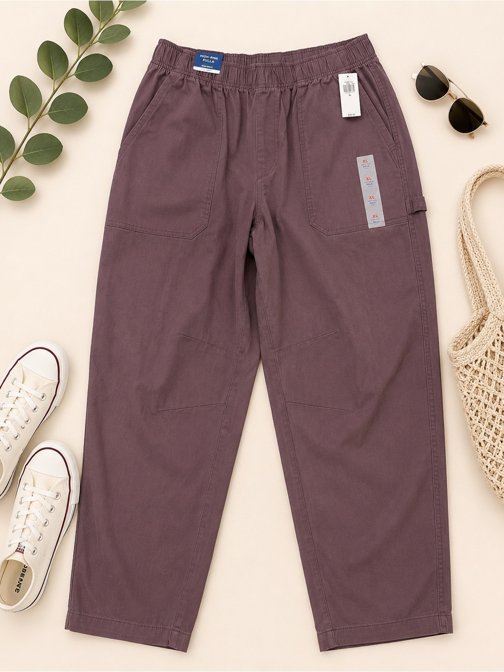 Old Navy Pulla High-Rise Ankle Utility Pants XL Mauve Brown NWT